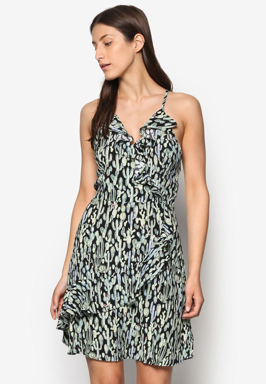 Green Stripe Wrap Dress